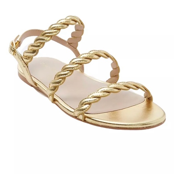 Stuart Weitzman Shoes - STUART WEITZMAN
Gold Twistie Flat Sandals- Luxury